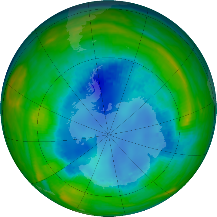 Antarctic ozone map for 17 August 1987